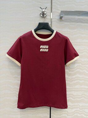 Miu Miu short-sleeved jacket, red, for women.